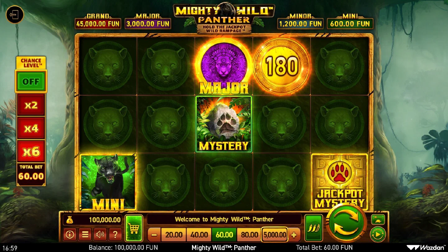 Pantalla del juego base de Mighty Wild Panther